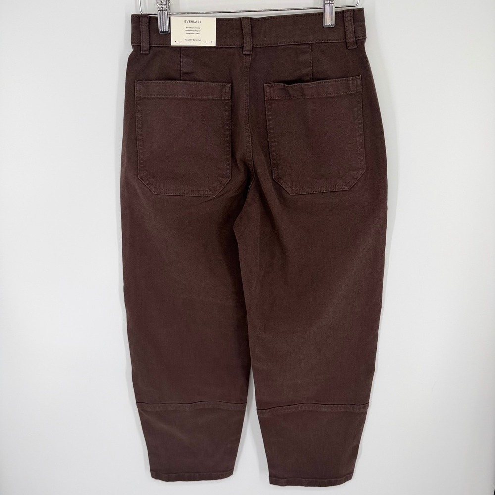 Everlane Utility Barrel Pant Women 4R Brown High Rise Organic Cotton Cropped NEW - Picture 2 of 7